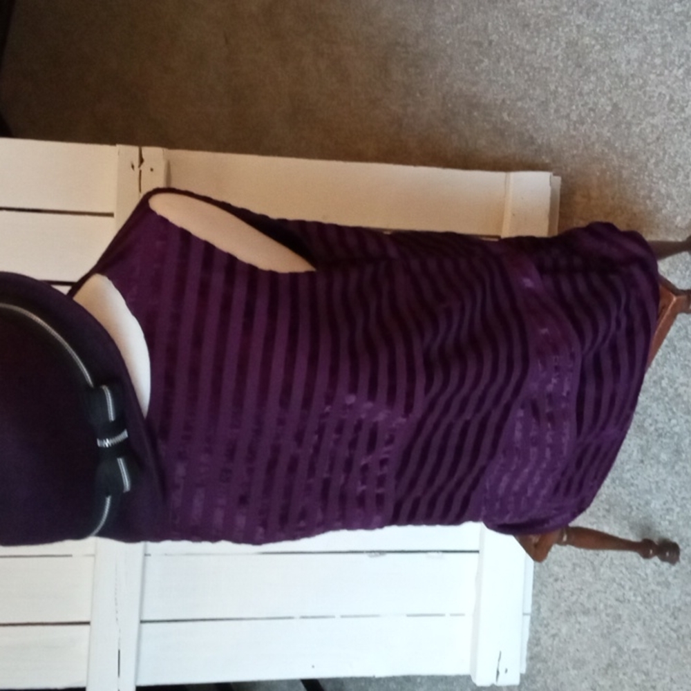 105 db Pretty Purple Velour Layered Sleeveless Top Sz S